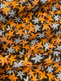 Orange & Pale Blue Star Flowers on Linen Blend