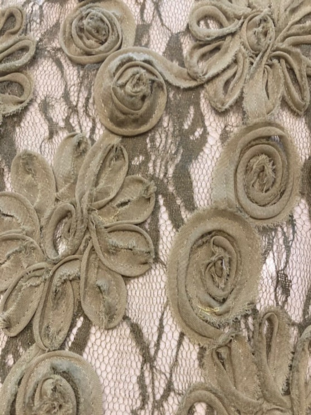 Olive Ribboned Flower Design on Lace