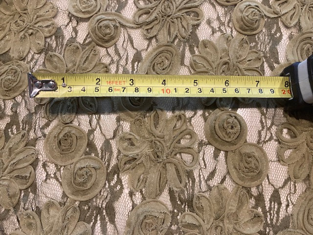 Olive Ribboned Flower Design on Lace