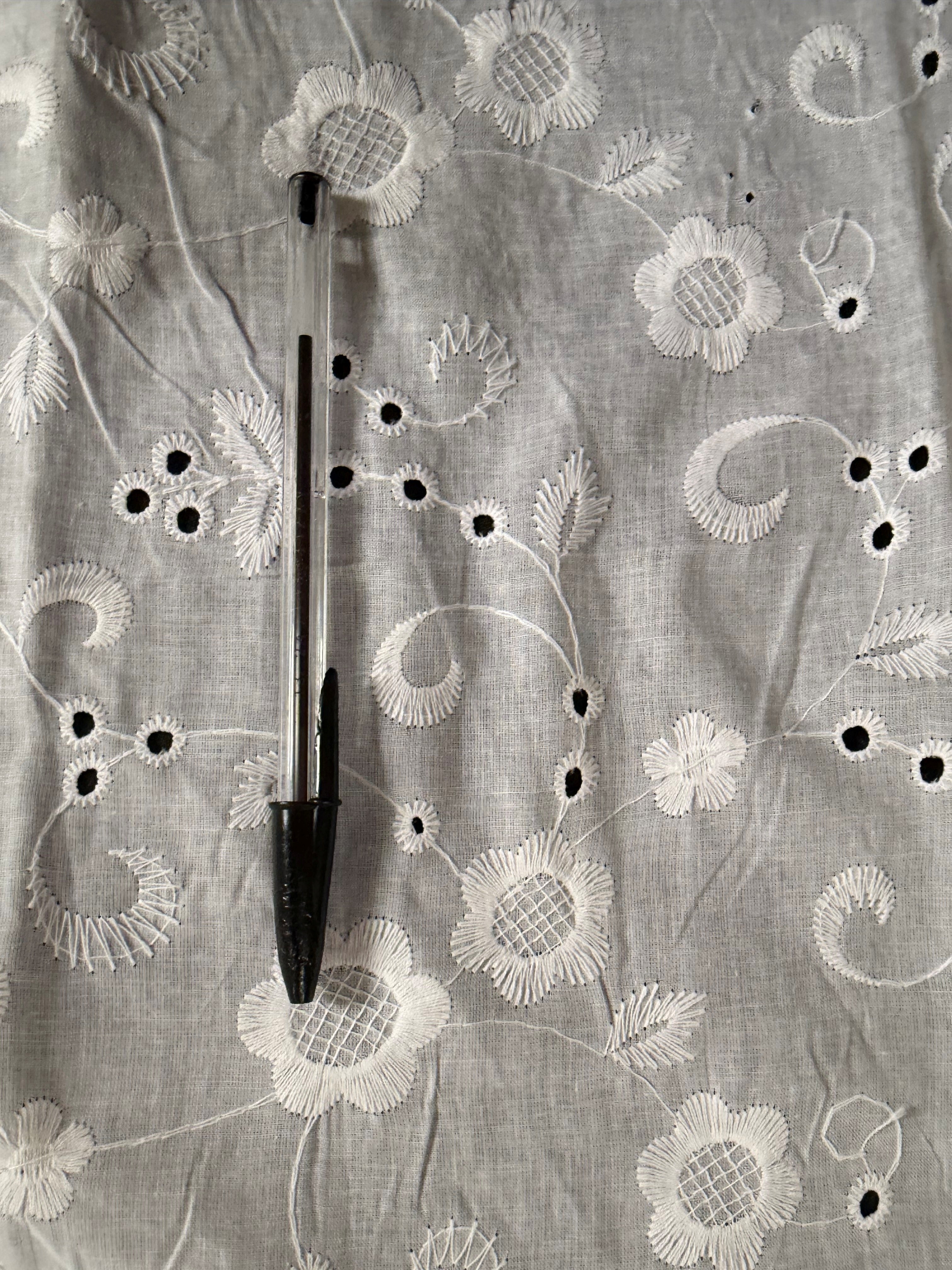 White 100% Cotton Broderie Anglais – 145cm Wide, Elegant Dressmaking Fabric