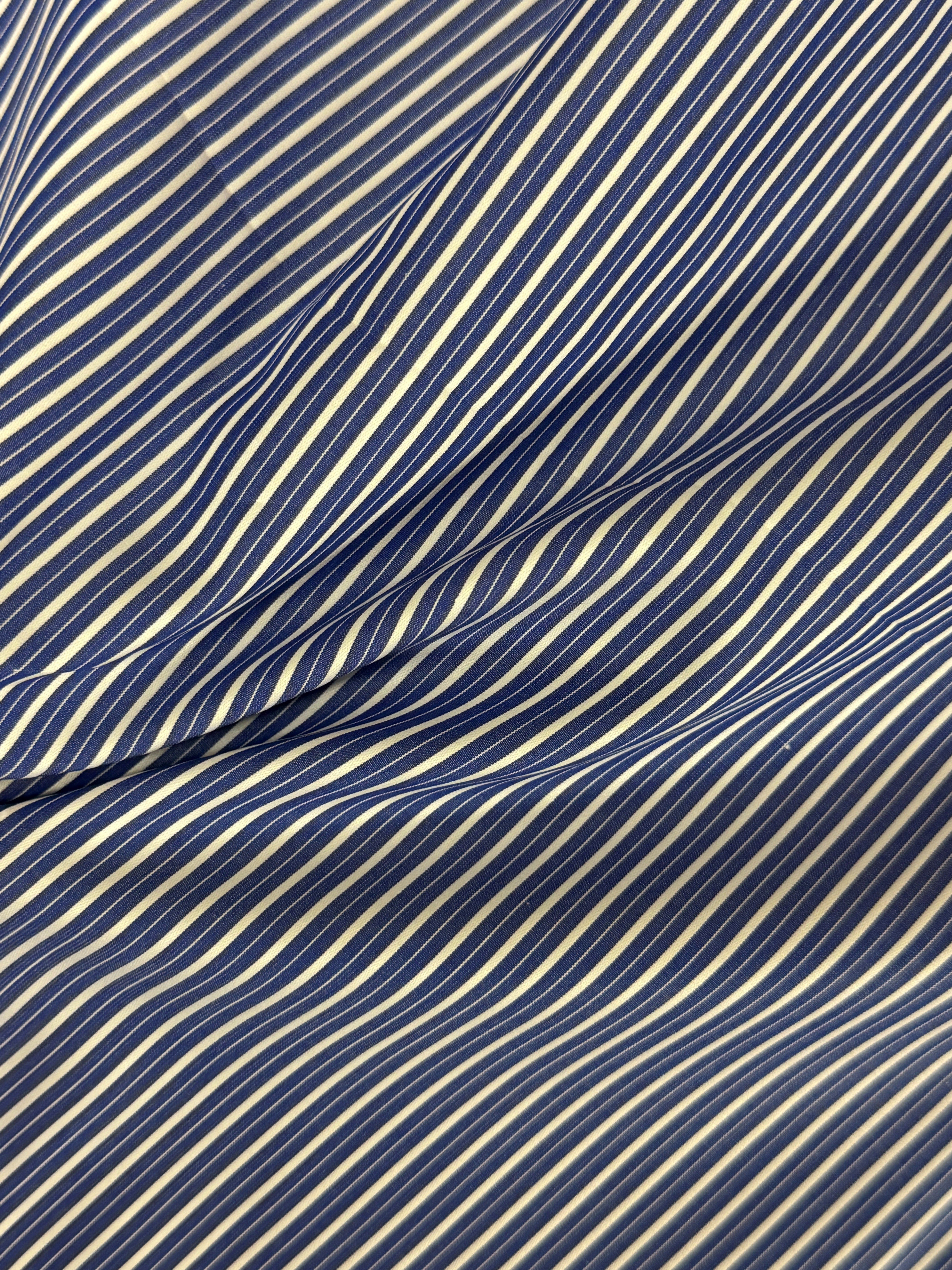 100% Cotton Pinstripe Shirting Fabric – Royal & White