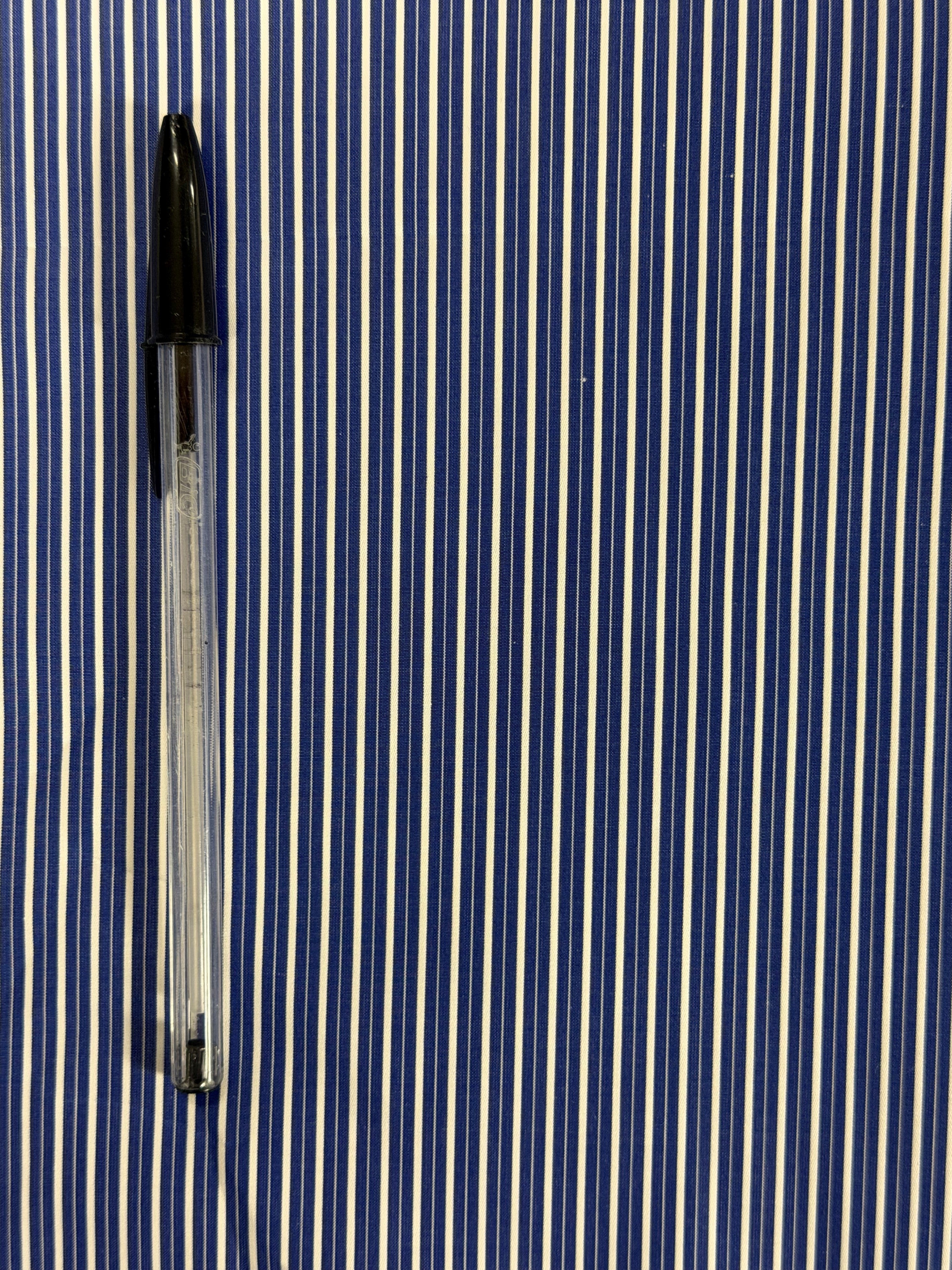 100% Cotton Pinstripe Shirting Fabric – Royal & White