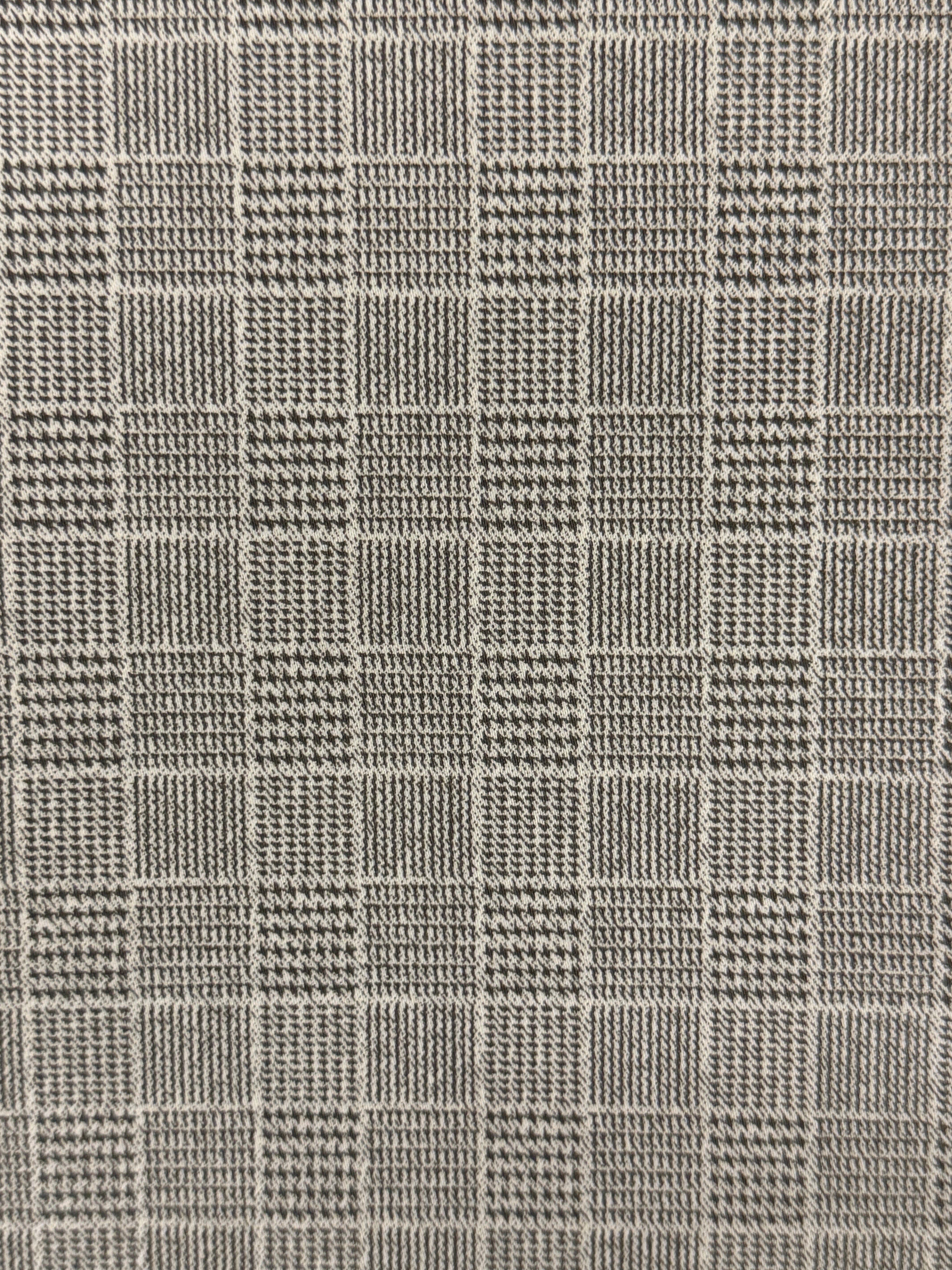 Prince of Wales Check Fabric – Sepia Grey Cotton Stretch Tailoring