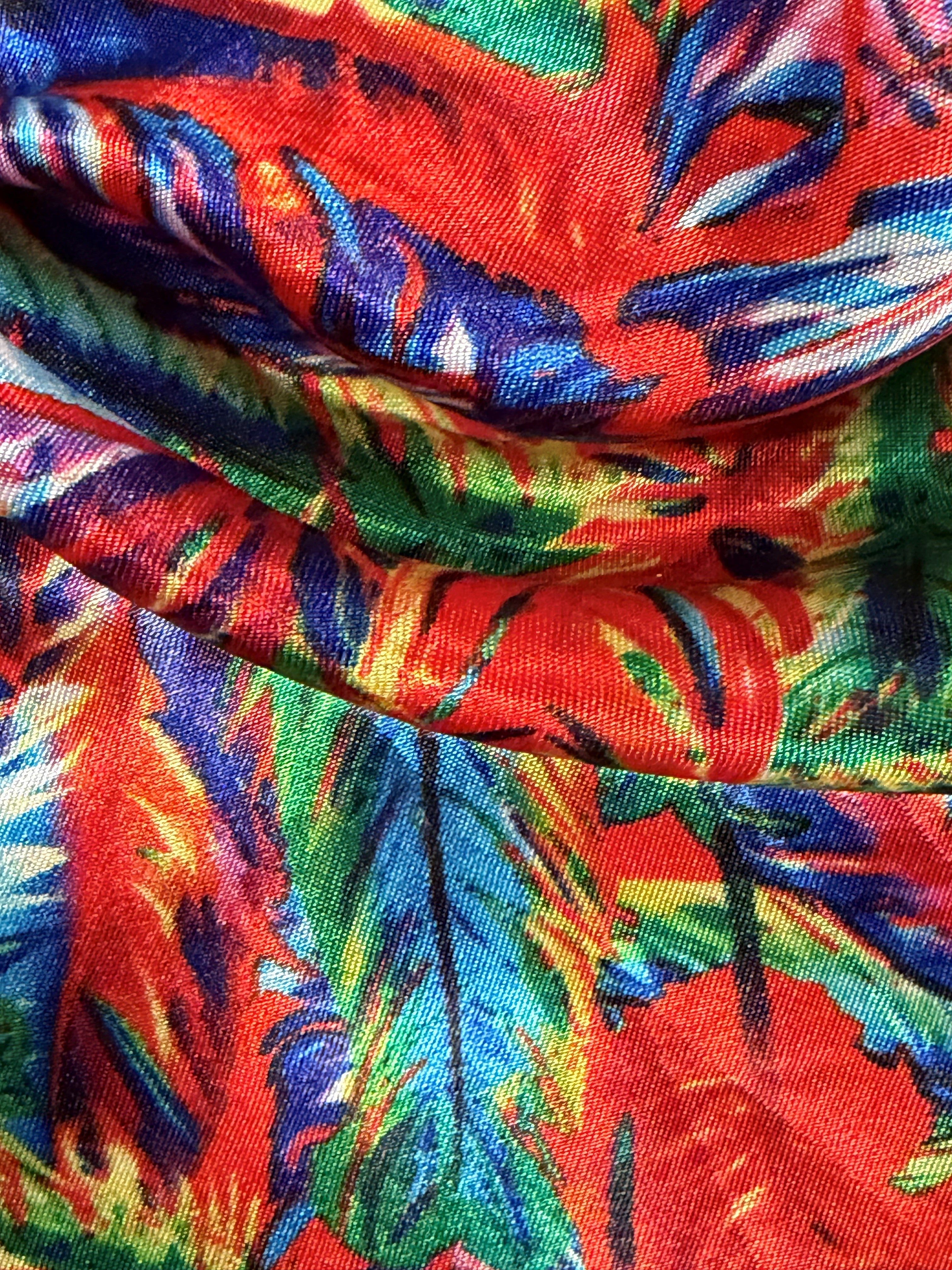 Bright Multi-Coloured Glossy Satin – 100% Polyester, Lightweight & Drapey