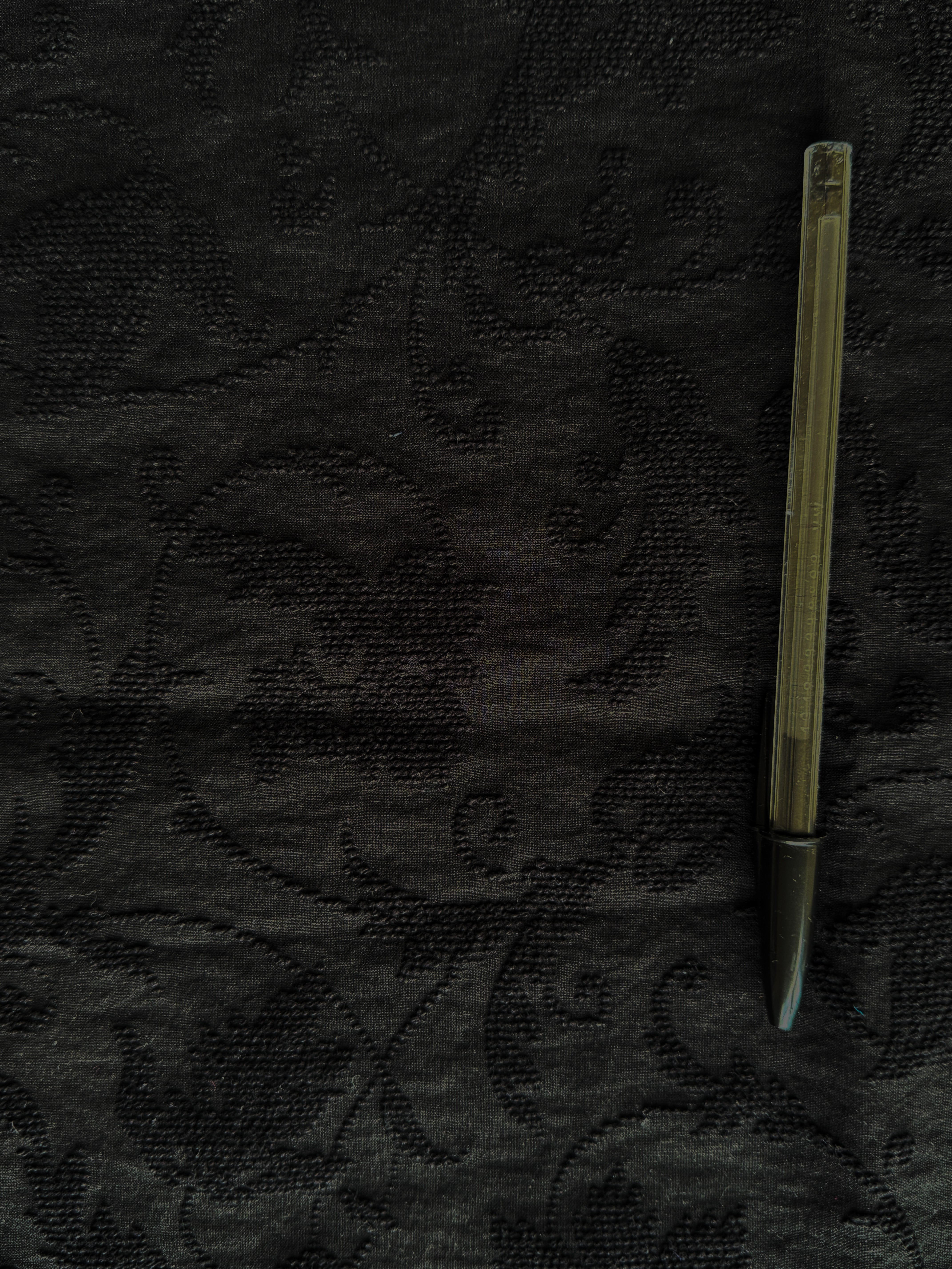 Black Floral Jacquard Fabric with Stretch – Cotton Blend