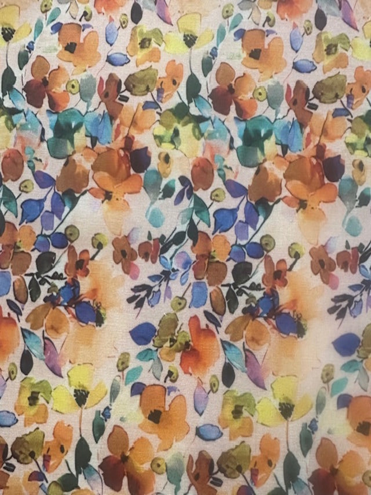 Orange, Blue & Lemon Floral on Cotton Lawn – Fresh & Vibrant