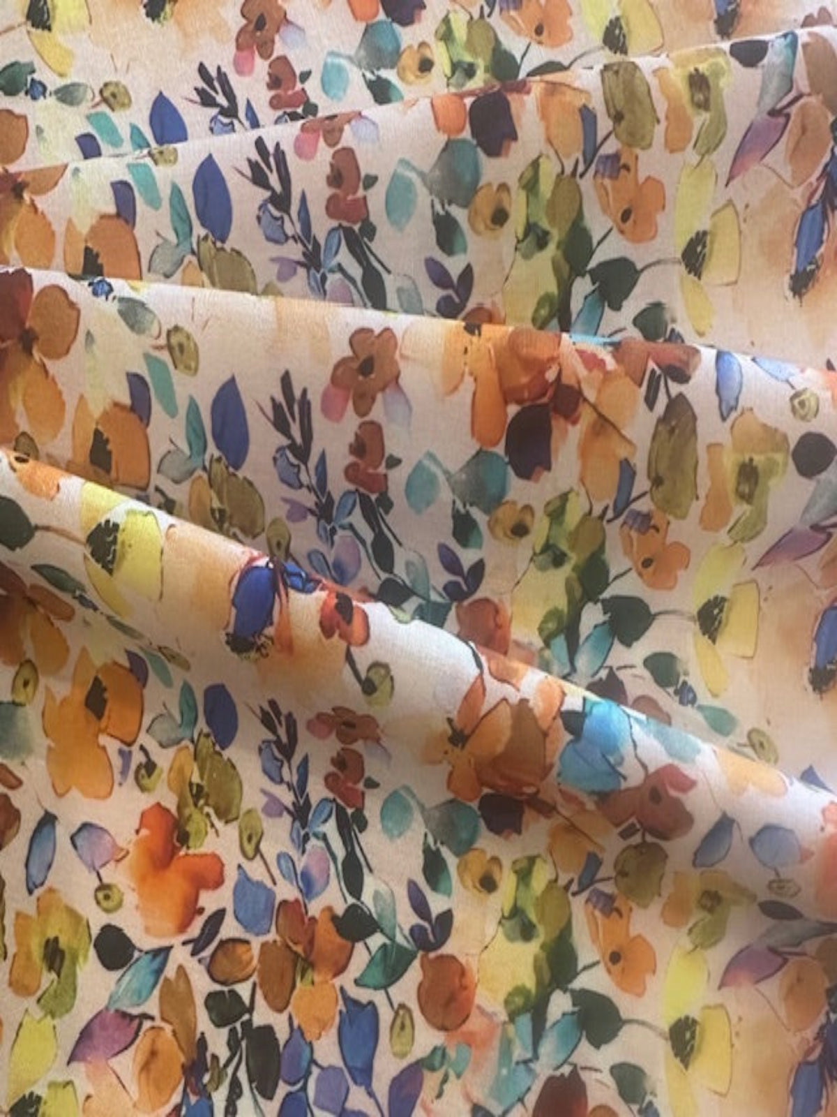 Orange, Blue & Lemon Floral on Cotton Lawn – Fresh & Vibrant