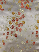 Orange Blossom Oriental Style Jacquard on Silver Satin