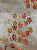 Orange Blossom Oriental Style Jacquard on Silver Satin