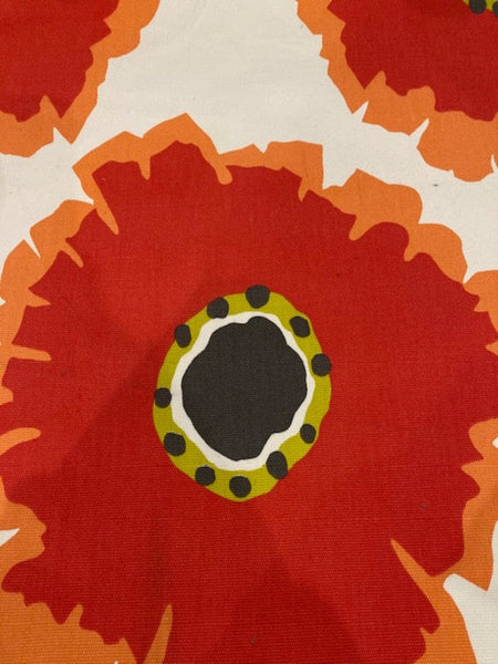 Red/Orange Large flower on Hopsack "Sanderson - Papavera"