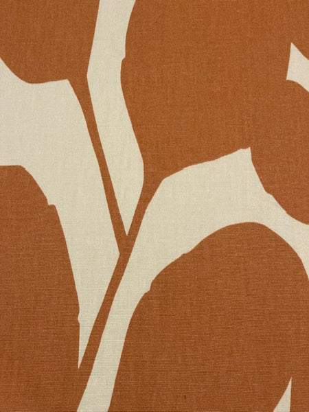 Orange on Ivory Large Leaf Print on Cotton " Scion - Ocotillo"
