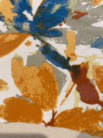 Orange/Indigo Abstract Flowers on Soft Touch Peach Skin