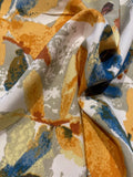 Orange/Indigo Abstract Flowers on Soft Touch Peach Skin