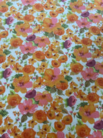 Orange Meadow Flowers on Cotton Lawn