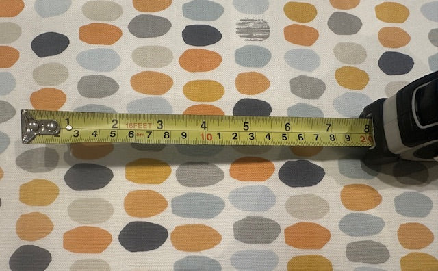 Orange, Ochre, Blue, Grey Oval Furnishing