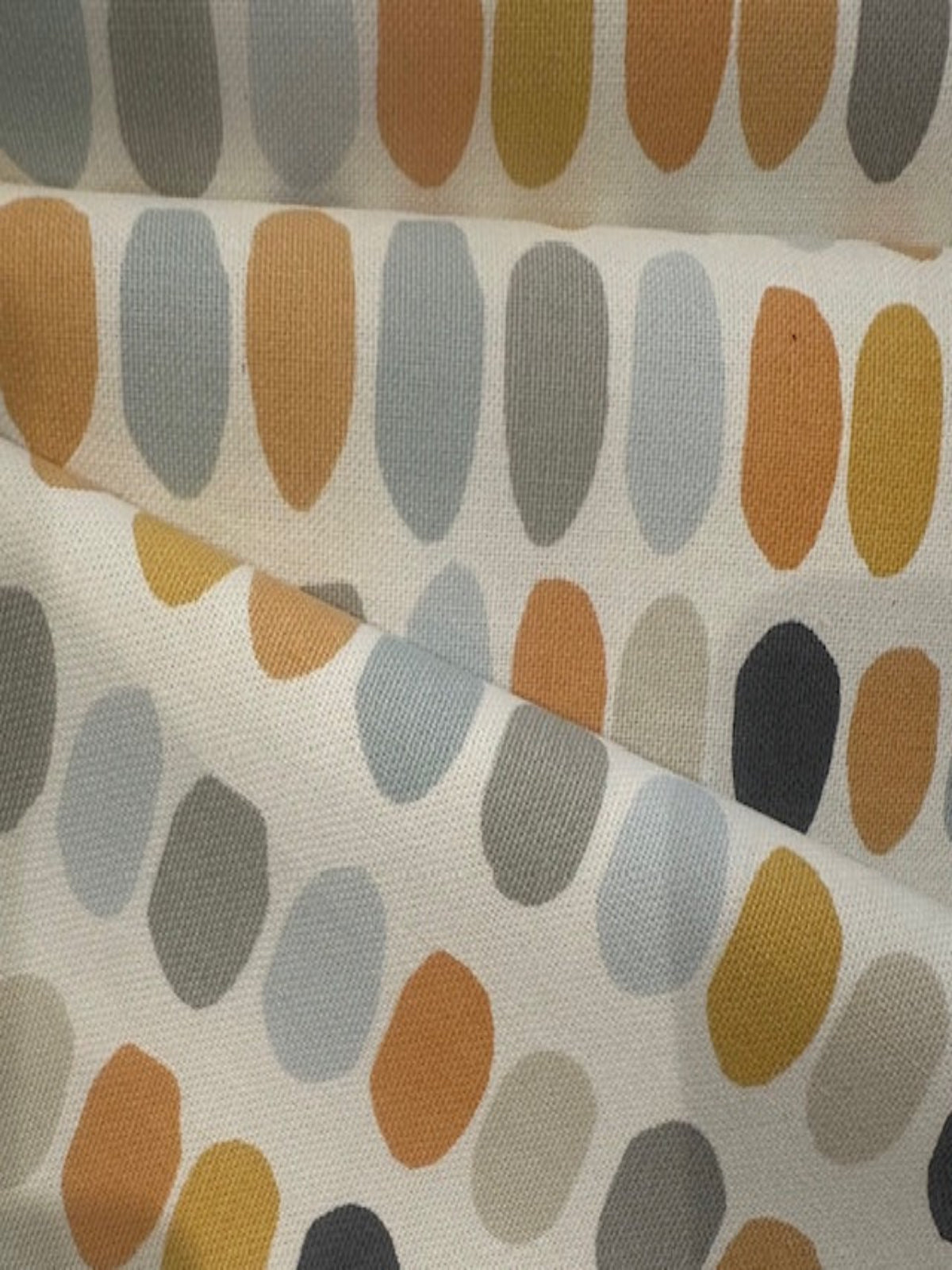 Orange, Ochre, Blue, Grey Oval Furnishing