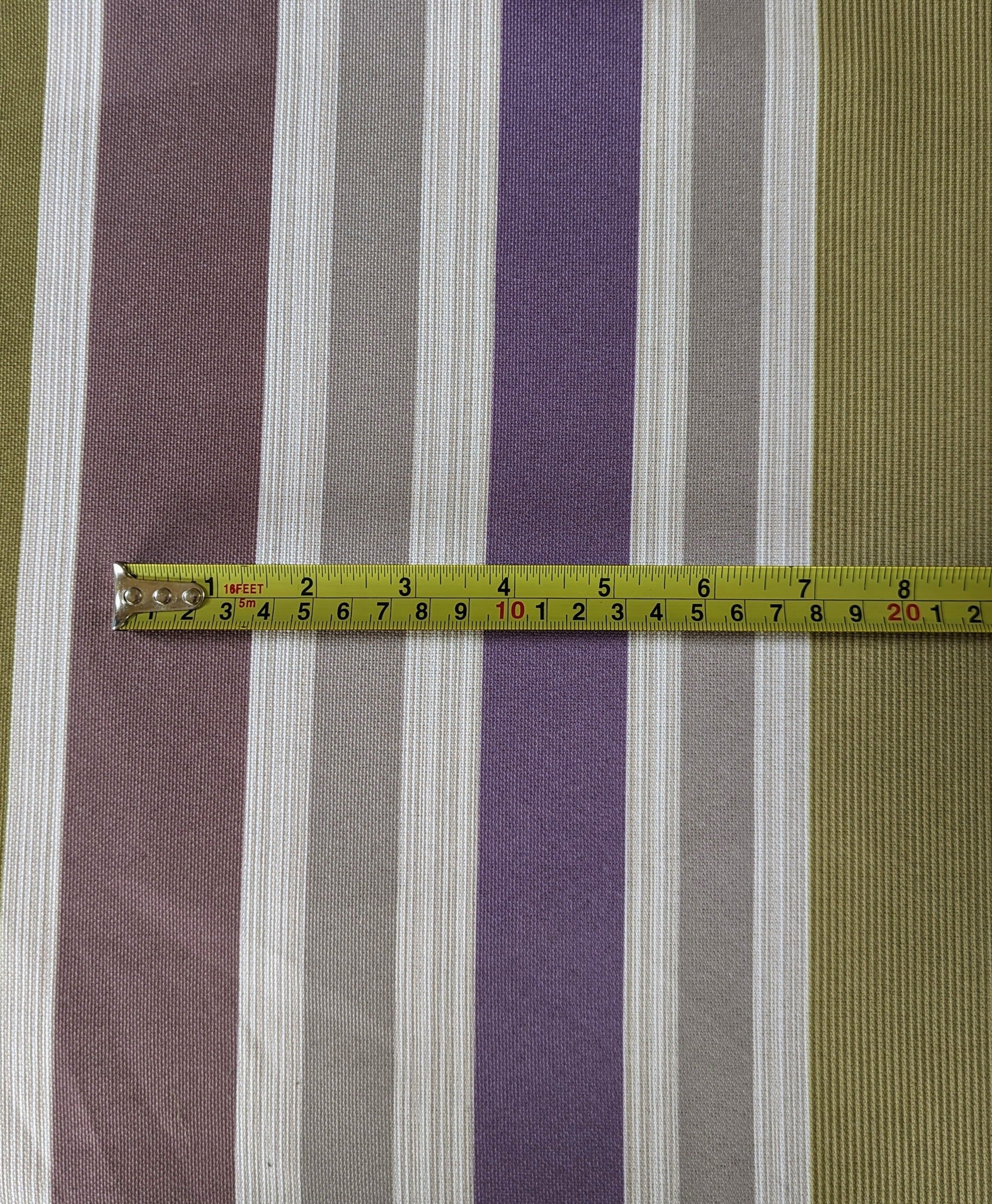 Mauve/Lime/Brown Stripes Running Across The Fabric