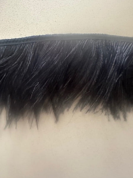 Black Real Ostrich Fringing 12cm Wide