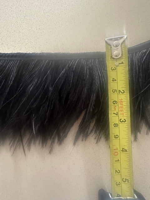 Black Real Ostrich Fringing 12cm Wide