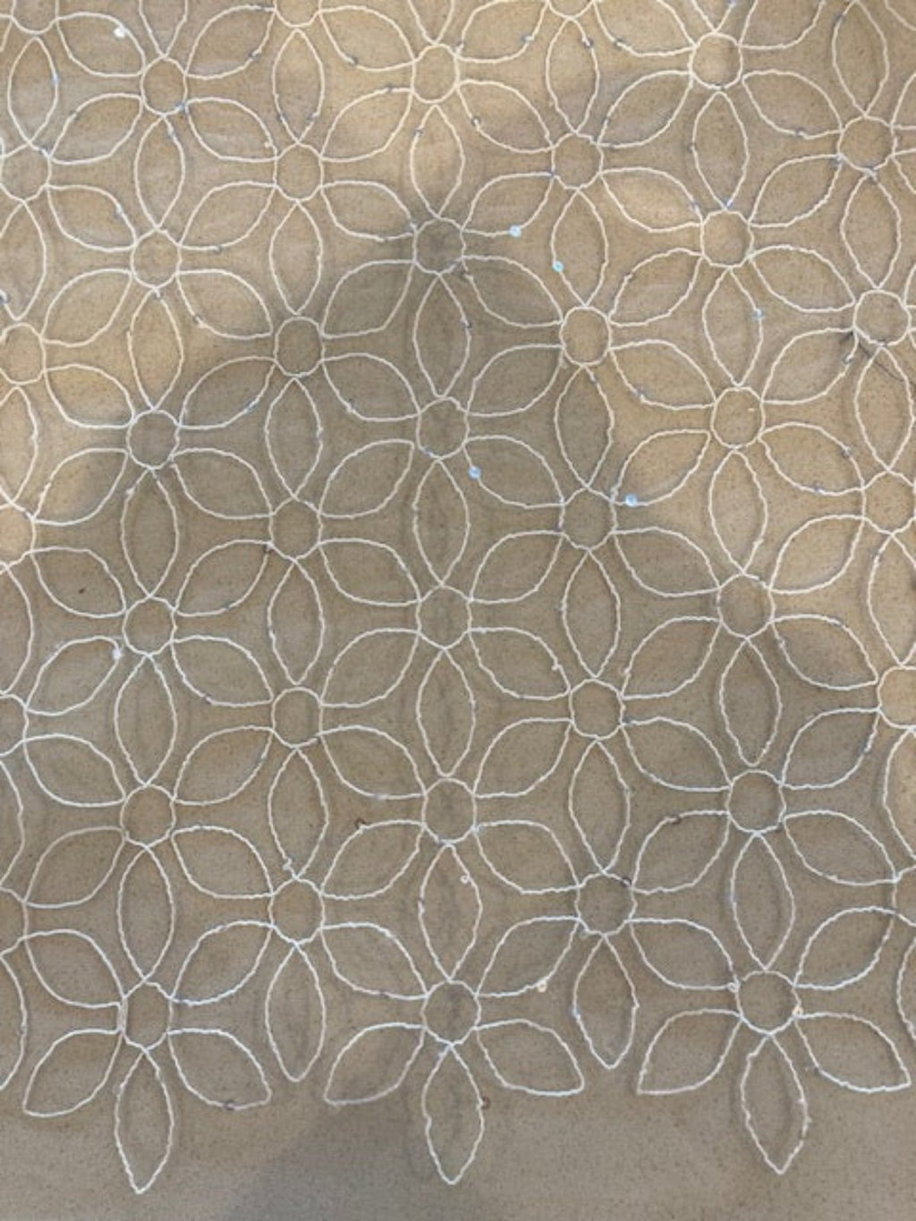 Ivory Overlapping Embroidered Circles on Mesh with Sequin Detail ...
