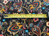 Multi paisley on Black Cotton Lawn