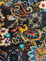 Multi paisley on Black Cotton Lawn