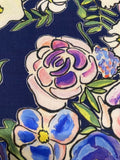 Violet Abstract Roses on Navy Fine Cotton