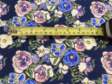 Violet Abstract Roses on Navy Fine Cotton