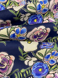 Violet Abstract Roses on Navy Fine Cotton