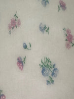 Blue & Pink Ditsy Floral on White Poly/Cotton