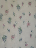 Blue & Pink Ditsy Floral on White Poly/Cotton