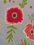 Red/blue Abstract Poppies on Sky Blue Cotton " Sanderson - Wind Poppies"