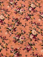Pink Roses on Bright Coral Cotton Lawn