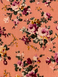 Pink Roses on Bright Coral Cotton Lawn