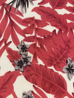 Pinky Red Fern Print on White Cotton Lawn