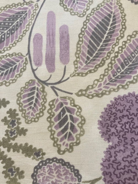 Lilac Flower & Tree Print on Cotton/Linen Mix