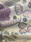 Lilac Flower & Tree Print on Cotton/Linen Mix