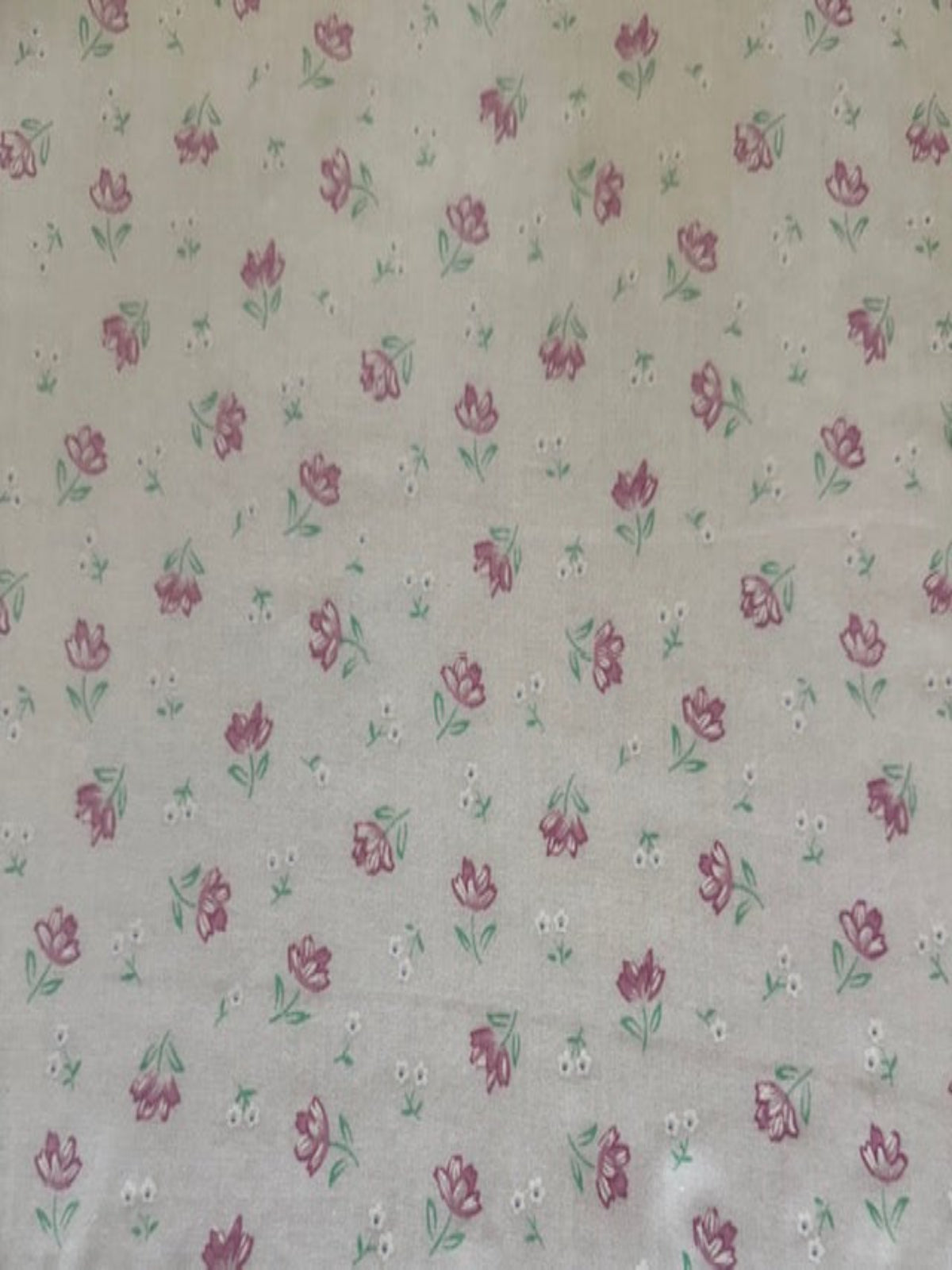 Pink/Mint Floral on White Poly/Cotton
