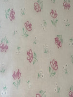 Pink/Mint Floral on White Poly/Cotton