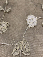 Pale Gold Embroidery on Black Tulle