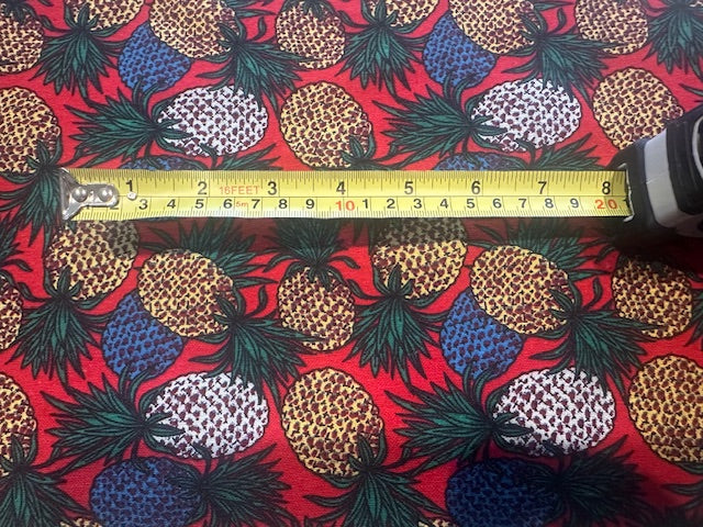 Teal, Lemon & White Pineapple Print Cotton