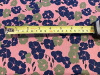 Navy/Green Floral on Deep Pink Cotton Lawn