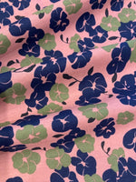 Navy/Green Floral on Deep Pink Cotton Lawn