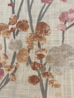 Faded Red Berry Bunches on Slubbed Cotton Furnishing