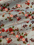 Pink/Burgundy Flowers on Seagreen Cotton Lawn