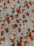 Pink/Burgundy Flowers on Seagreen Cotton Lawn