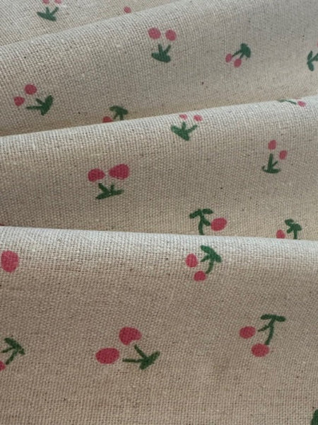 Cherry on Natural Linen Feel