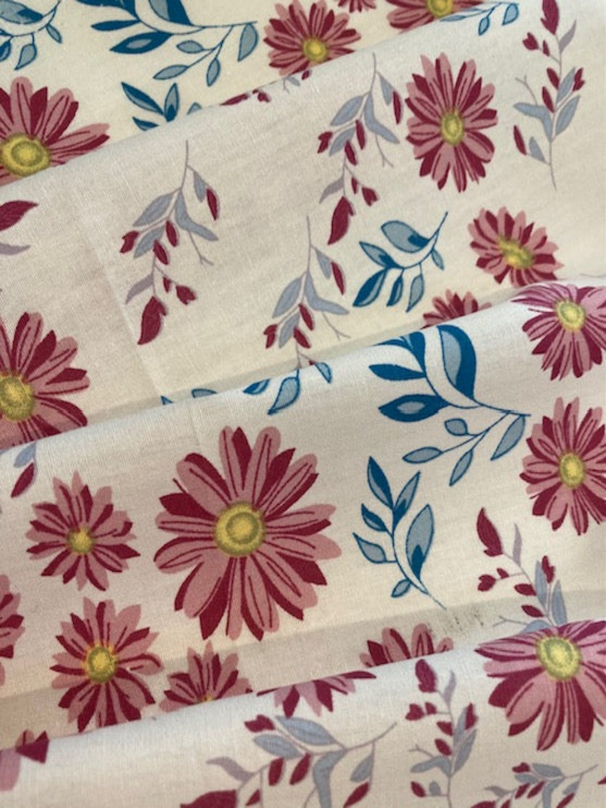 Pink Daisies on White Cotton Lawn – 100% Cotton, 145 cm Wide