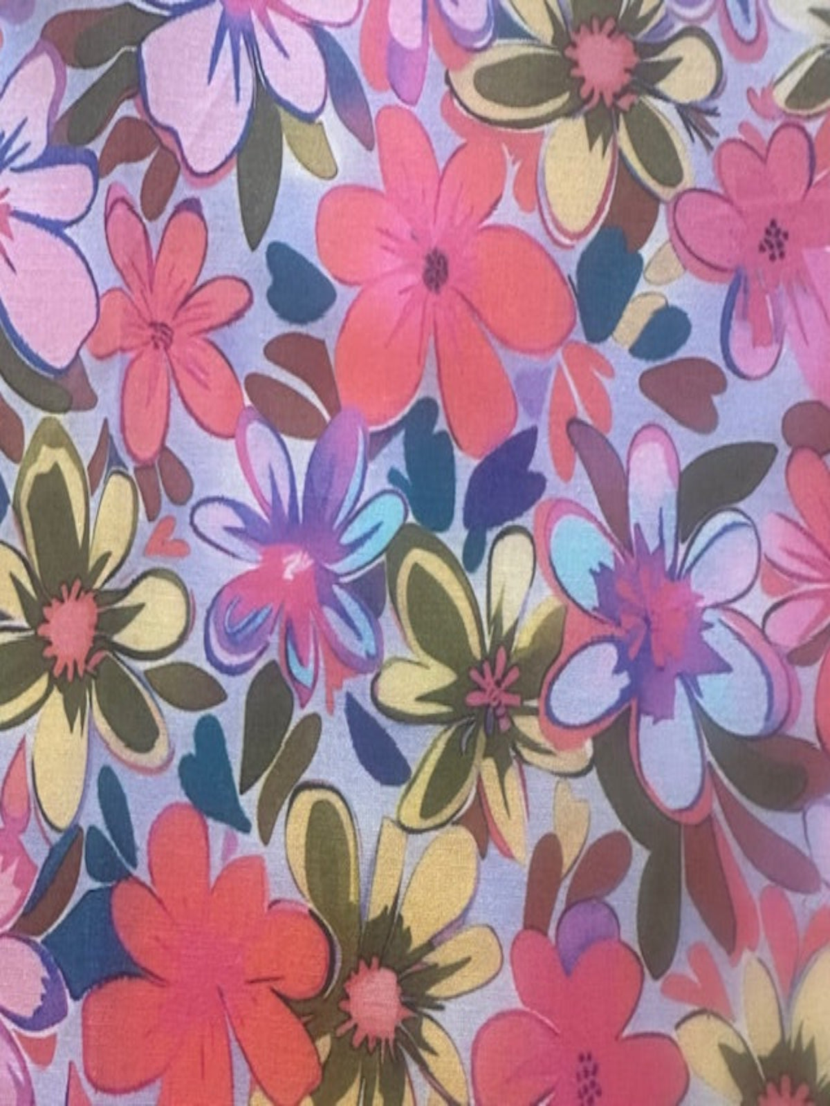 Coral & Lemon Allover Floral Cotton Lawn – 100% Cotton, 145 cm Wide