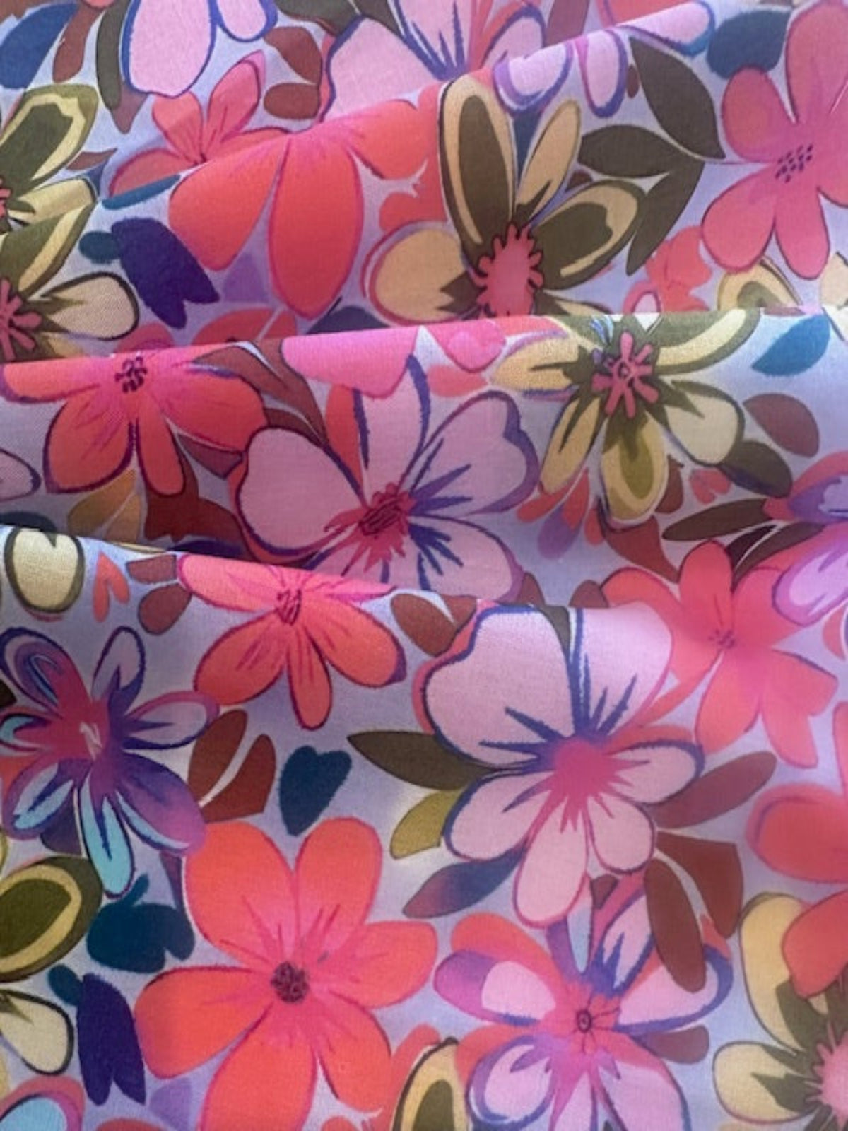 Coral & Lemon Allover Floral Cotton Lawn – 100% Cotton, 145 cm Wide